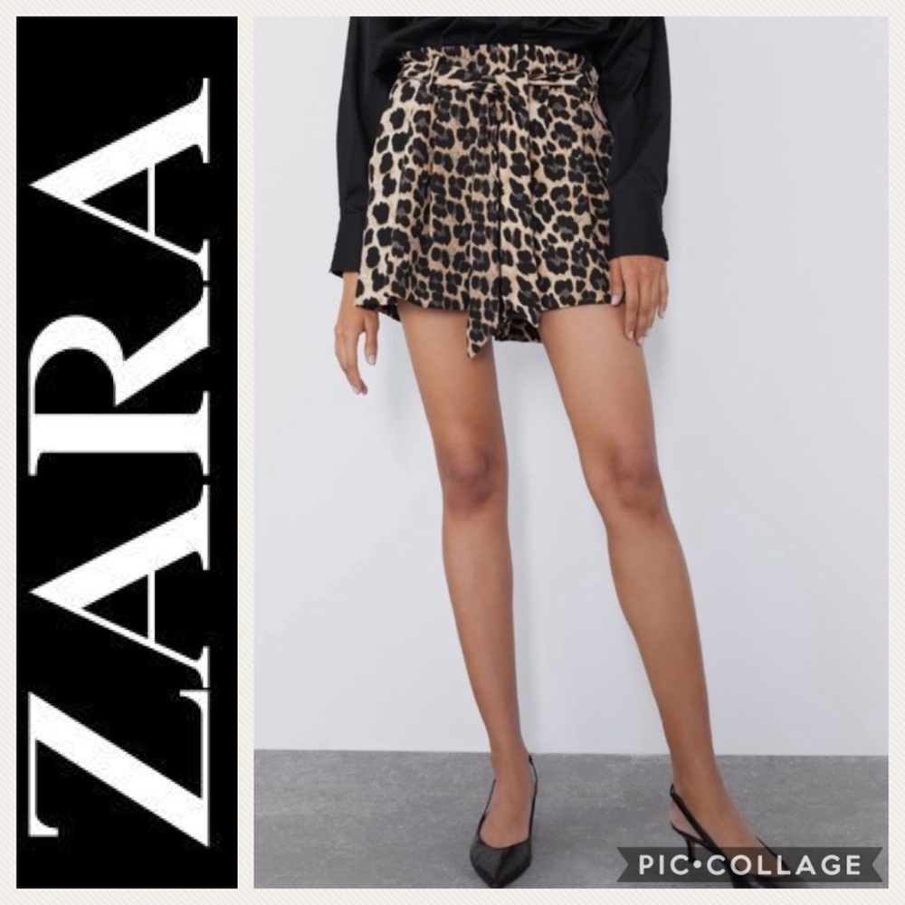 🐆Zara Paper Bag Short {Leopard Print} M
